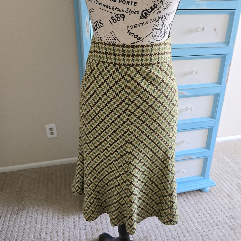Alfani A-Line Skirt in Green and Brown Plaid